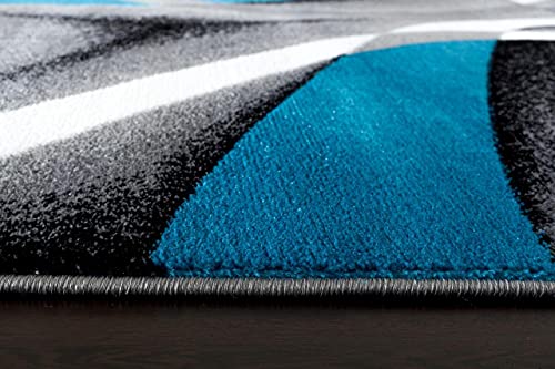 Persian Rugs 2305 Turquoise White Swirlss 2'2 x 7'4 Runner Modern Abstract Area Rug Carpet