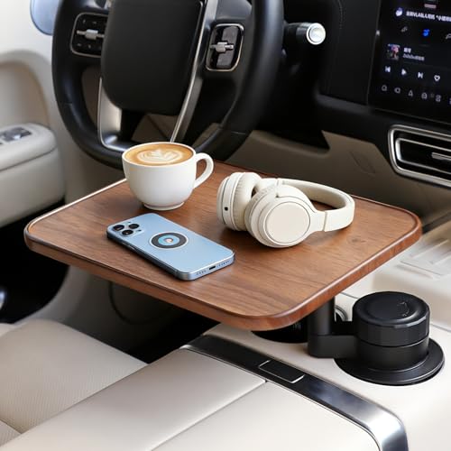 Mesa giratoria de madera 360° para auto con portavasos
