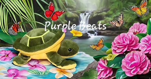 Image of Purple Beats Soft Toy Jungle Safari Zoo Series Animal Doll Plush Toy Stuffed Animal Plush Toys Girls Boys Gifts| Cuddle Friend for Cats, Dogs (SmallTurtle 40 Cm)