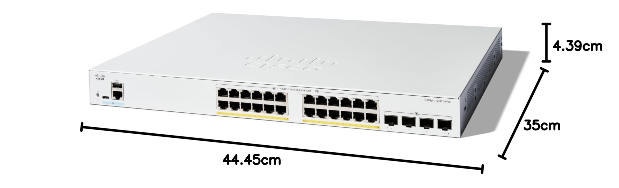 Cisco Switch Inteligente Catalyst 1200-24FP-4X, GE de 24 Puertos, PoE Completo, SFP+ 4 x 10 GE, protección Limitada de por Vida (C1200-24FP-4X)