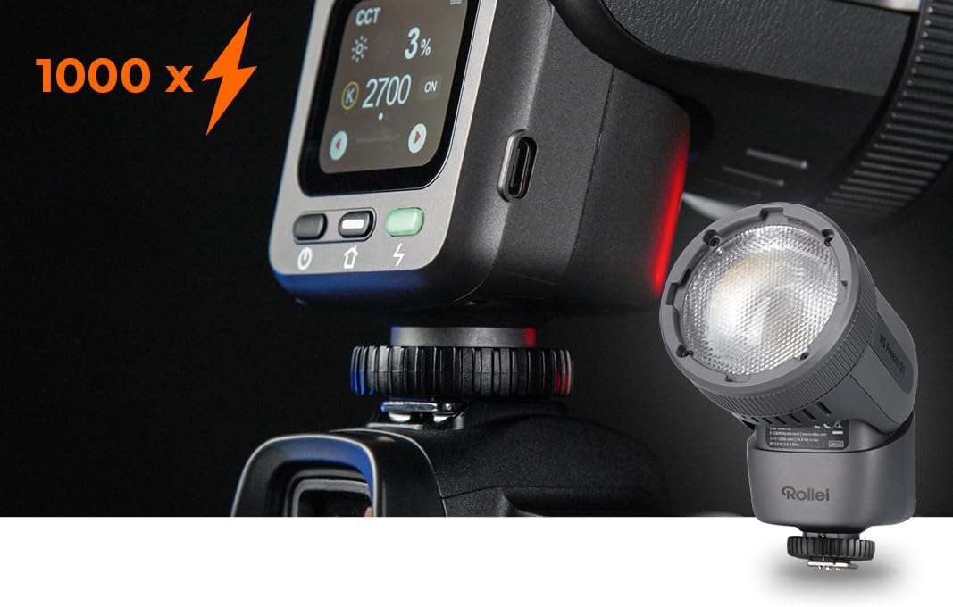 Front view of Rollei HS Freeze Q1 showing the flash head