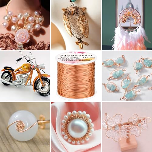 Image of Modacraft 22 Gauge Copper Wire for Jewelry Making with 4 in 1 Plier, 164Ft /0.6mm Craft Beading Pure Bare Copper Wire for Jewelry Making Supplies and Crafting