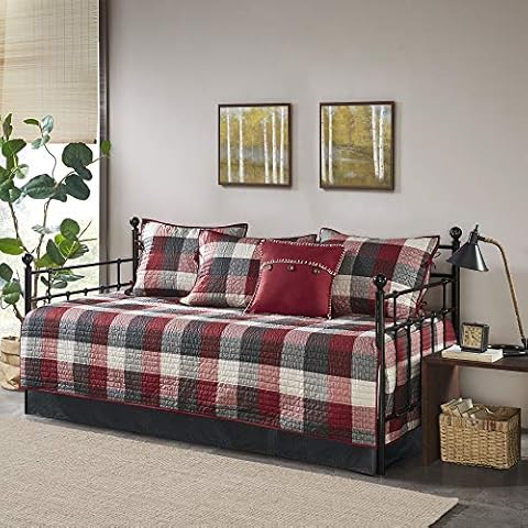 Madison Park Ridge 6 Piece Daybed Cover Reversible Red Plaid Cover