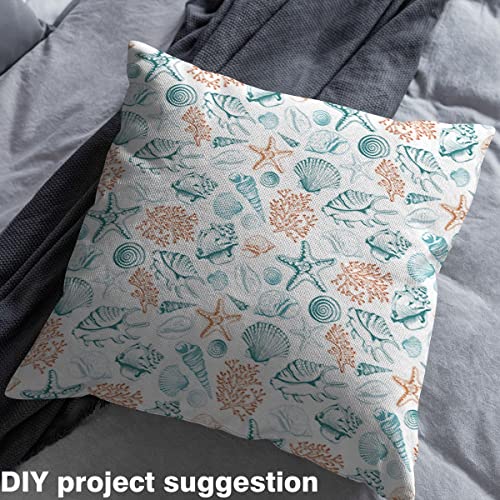 Ocean Upholstery Fabric by The Yard Coastal Beach Ocean Reupholstery Fabric for Chairs Starfish Shell Seaweed Print Decorative Waterproof Outdoor Fabric 2 Yards (L184*W150cm) - Image 4