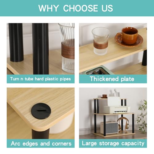 Image of HOME CUBE Engineered Wood,Plastic 3 Layer Countertop Kitchen Microwave Stand,Baker's Rack,Otg Stand,Kitchen Storage Rack with Shelves,Spice Organizer,Space Saving Storage Organizer(60x40x59cm)