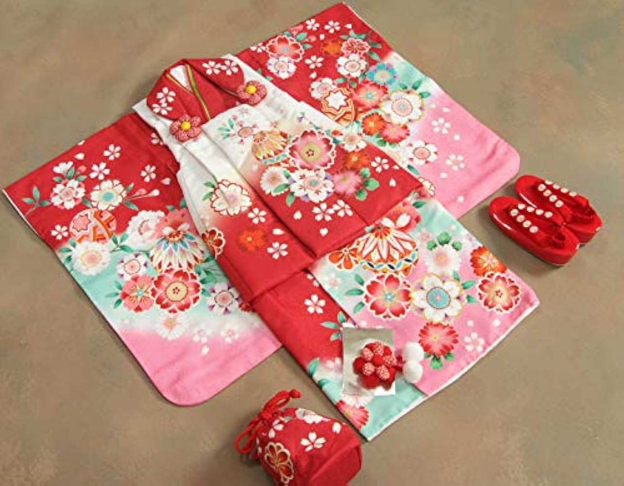 Amazon.co.jp: 七五三 着物 3歳 女の子 被布セット 京都花ひめ 絵羽柄