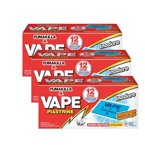 Vape Ricarica Piastrine Antizanzare Inodore Contro Zanzare Comuni E Zanzare Tigre 30 Pz (3 Unità)