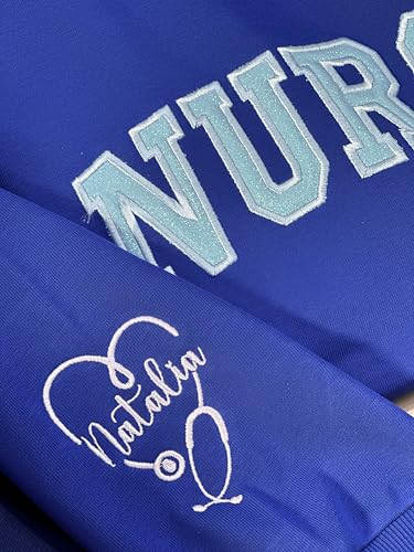 Embroidered Glitter Nurse Sweatshirt,Nurse Gift,Varsity Nurse Hoodie,Sparkle Nurse Crewneck,Gift For Nurse,Nursing Graduation Present3