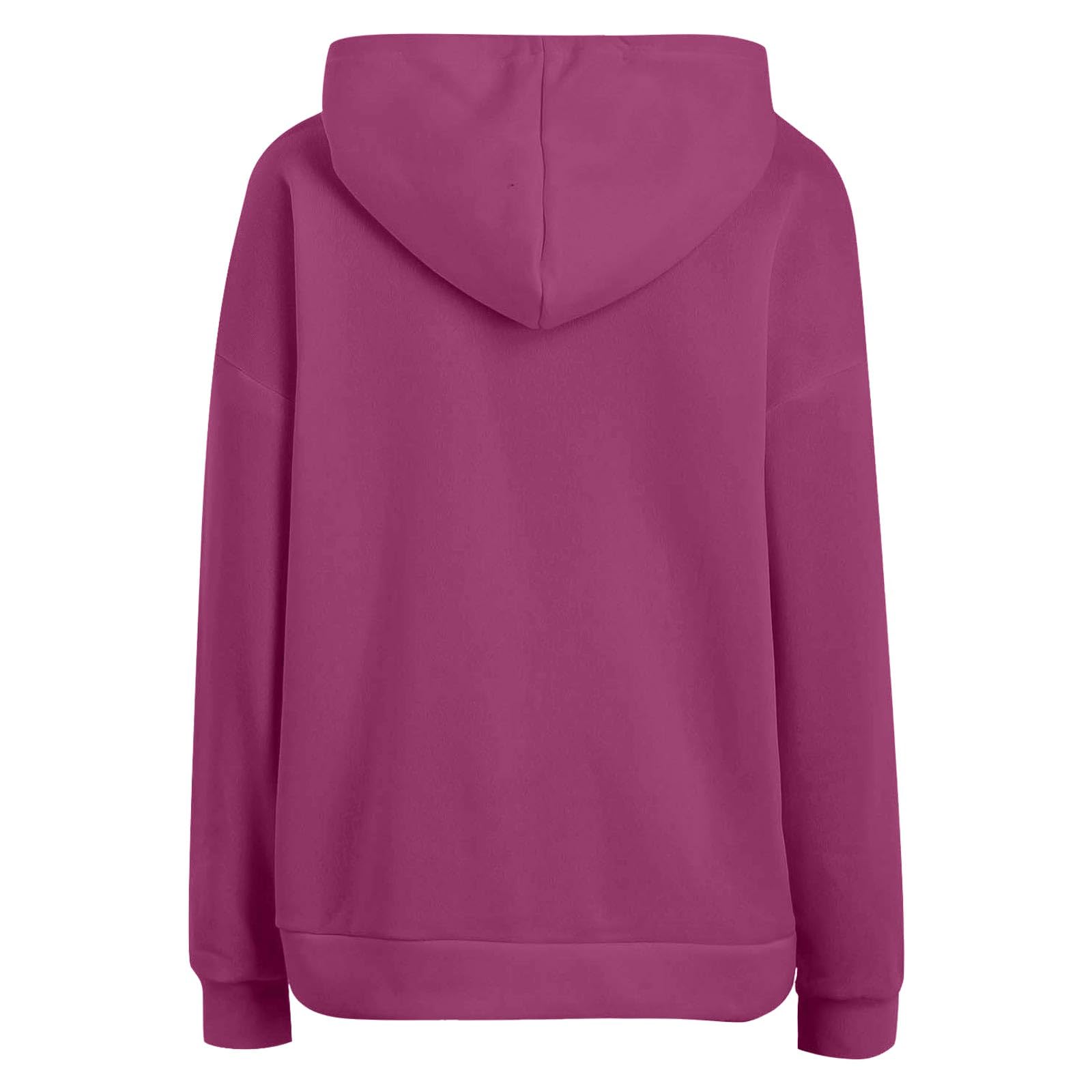 Felpa con Cappuccio da Donna, Tinta Unita, con Scollo a V, Bottoni, Coulisse e Tasche Anteriori, alla Moda Autunno e Inverno Felpe Sportive Offerta