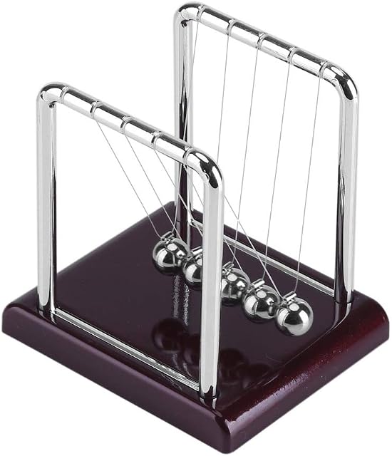 MAGT Cradle Balance Balls | Balance Balls Toy, Steel Balance Swinging Magnetic Ball Cradle with Red Base, Physics Science Pendulum Desk Fun Toy Gift (Splitter)