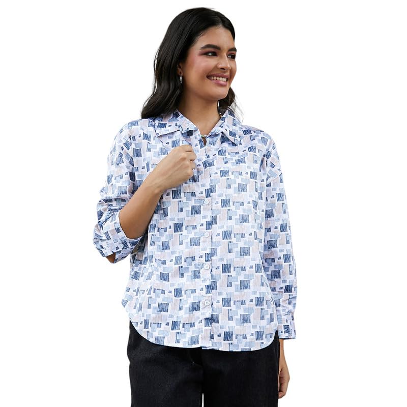 Image of PINACOLADA Women's Solid Oversized Shirt for Casual Wear | Spread Collar | Long Sleeve | Button Closure | Oversized Shirt Crafted with Comfort Fit for Everyday Wear