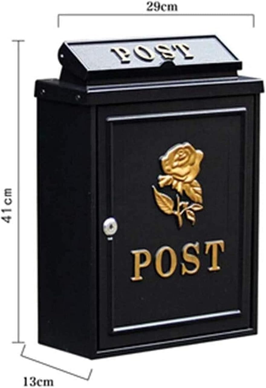 Wall Mounted Post Box Waterproof Wall Mount Lock Outside Mailbox Vertical Retro Classic Mailbox Home Modern House Outdoor Letter Box Lockable Outside (3 Free Size ) (3 Free Size ) (2 Free Size)