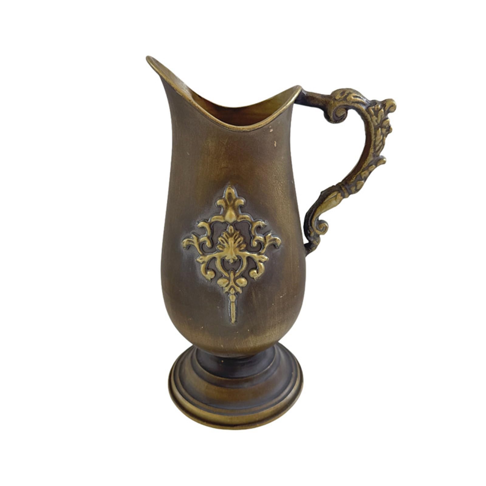 Antique Bronze Metal Vases Tall Urn Planter for Flowers Arrangement Farmhouses Decors with Intricate Floral Pattern Metal Flower Vases