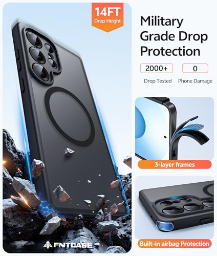 Image of FNTCASE for Samsung Galaxy S25 Ultra Case: [Fit for Magsafe] [Full Camera Protection] Translucent Matte Cases with [Screen Protector] Military Grade Shockproof Protective Phone Cover