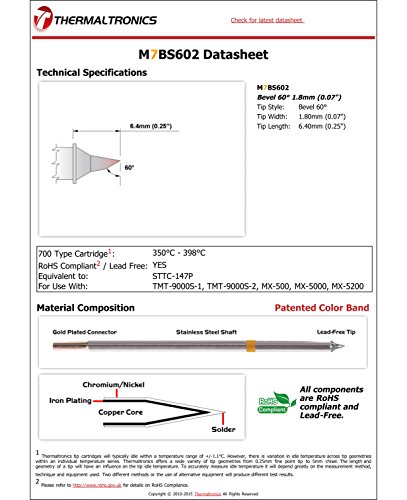 Image of Thermaltronics M7BS602 Bevel 60deg 1.8mm (0.07in) interchangeable for Metcal STTC-147P