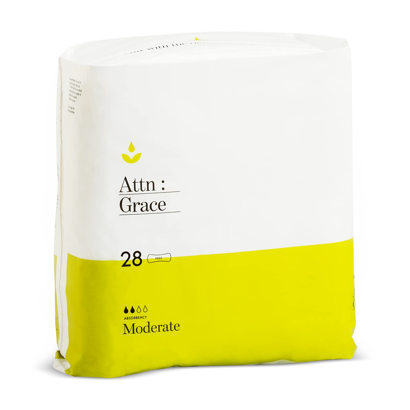 ATTN : GRACEModerate Incontinence Pads for Women (28-Pack) - Discreet High Absorbency Sensitive Skin Protection - Medium Bladder Leaks or Postpartum - 100% Breathable and Plant-Based