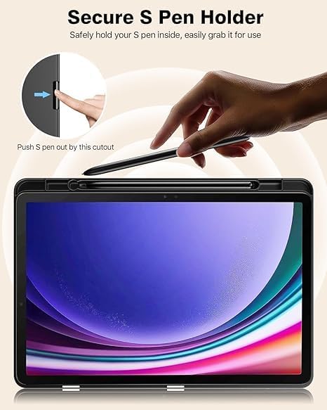 Image of ProElite Cover for Samsung Galaxy Tab S10 Lite 10.9 inch / Tab S9 FE 10.9 inch /Tab S10 FE /Tab S9 11 inch Cover, Soft Flexible Flip Case with S Pen Holder, Auto Sleep Wake, [Recoil Series] - Marble Pink