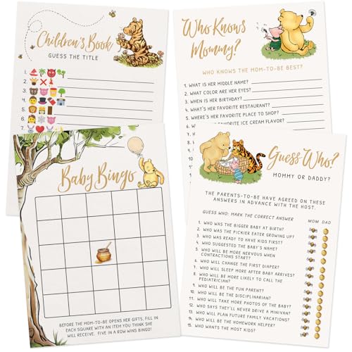 Printed Party Winnie Baby Shower Game Set – 4...