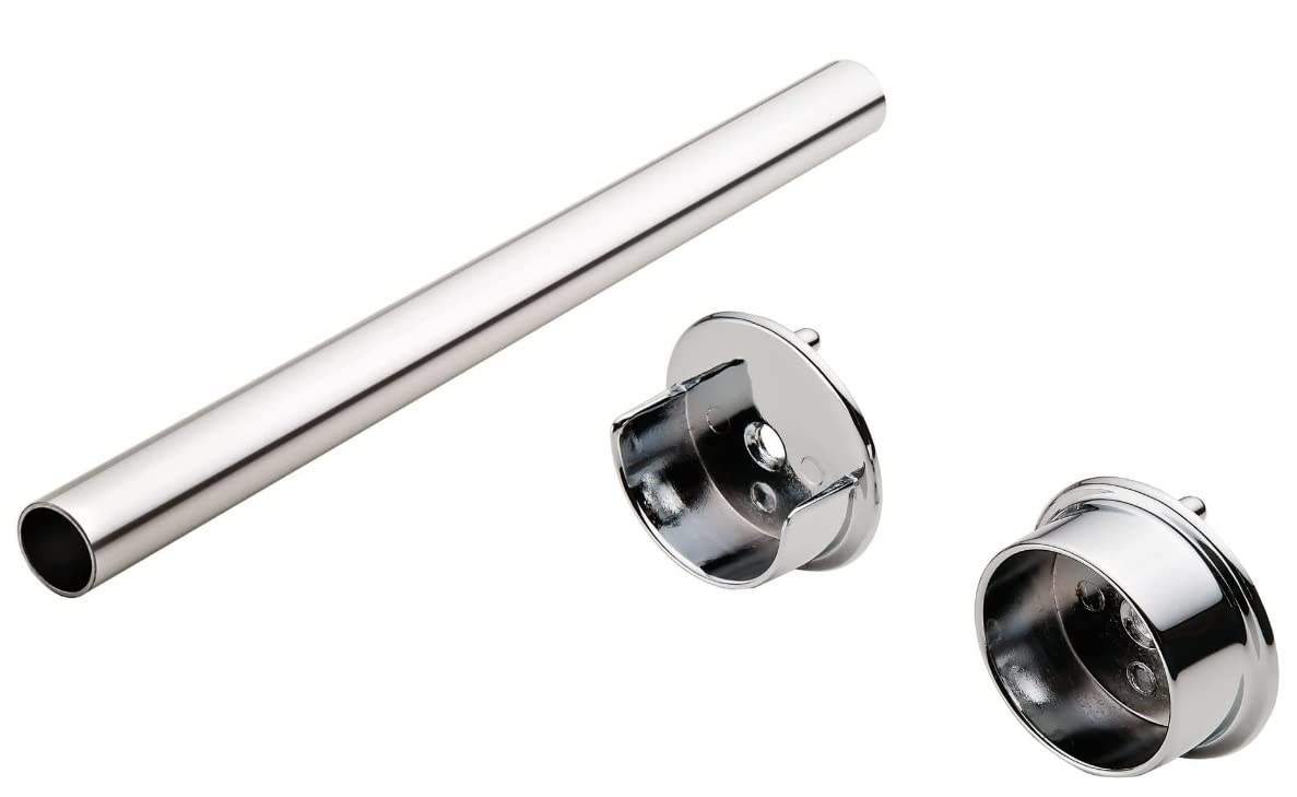 TAG Hardware 1 5/16 Inch Diameter Round Wardrobe Tube Closet Rod with End Supports (POLISHED CHROME, 17 3/4