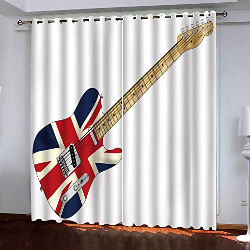 Rideau occultant chambre et salon ambiance musique double rideau blanc 140x260 cm