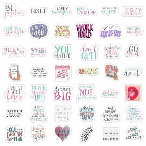 Image of Motivational Stickers for Adults - Goal Getter Party Favors & Decorations, Waterproof Vinyl Inspirational Decals for Water Bottle, Laptop, Gifts for Women & Men