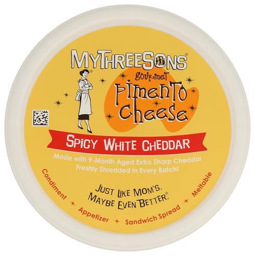 MYTHREESONS Spicy White Cheddar Pimento Cheese, 10 OZ