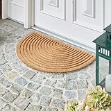 ASTRA Paillasson Moderne Coco 45x75cm Semi Arrondi Nature   Tapis Anti dérapant Robuste   Paillasson Intérieur/Extérieur Couvert