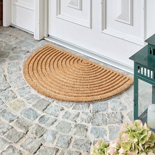 ASTRA Paillasson Moderne Coco 45x75cm Semi-Arrondi Nature - Tapis Anti-dérapant Robuste - Paillasson Intérieur/Extérieur Couvert