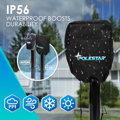 Image of POLESTAR Electric Trailer Jack, 3500lbs Electric Power A- Frame Tongue Jack with Waterproof Protective Cover & LED Light for Travel Trailer Camper, RV, 12V DC with Hard Wiring, 9 inch-27 inch Lift
