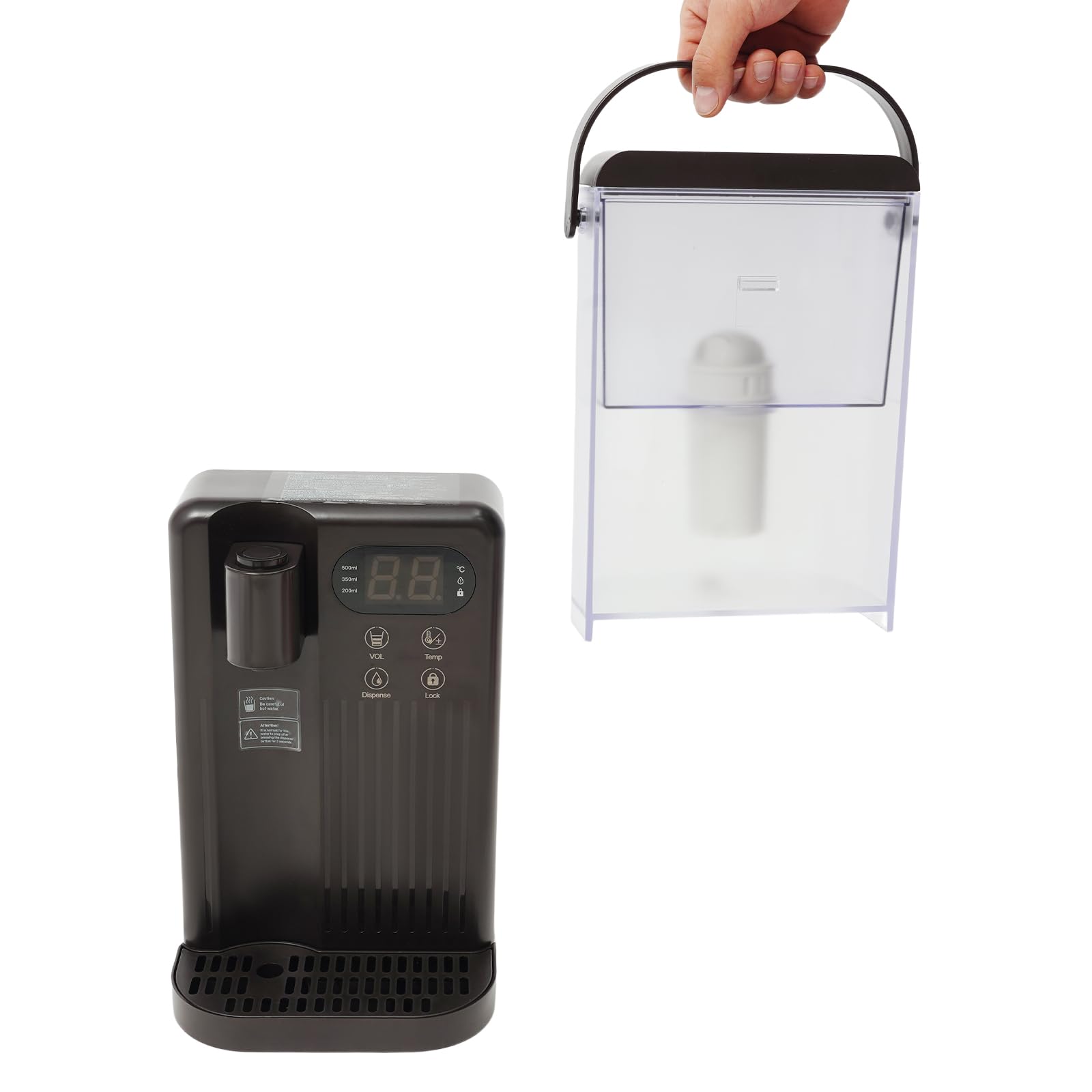 3L Heißwasserspender, Wasserdispenser mit Filter, Tisch Tlektrische Wasserversorgung, 25-99℃ Instant Warmwasser für Küche und Büro, schwarz