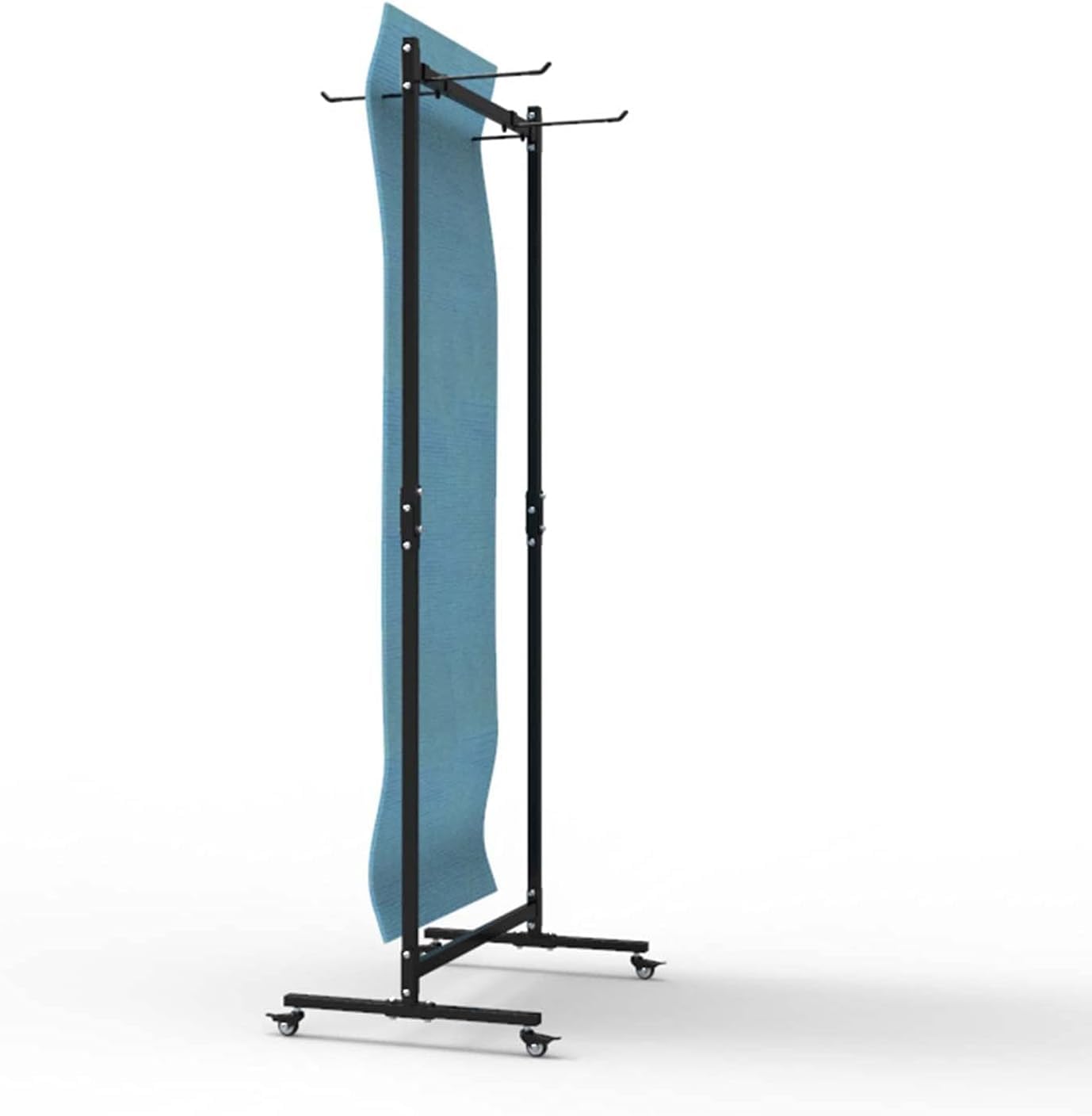 Carrito Independiente de Metal Negro para Guardar esterillas de Yoga, con Ruedas con Bloqueo y Gancho, Capacidad para 40 esterillas, Ideal para el hogar y el Gimnasio.