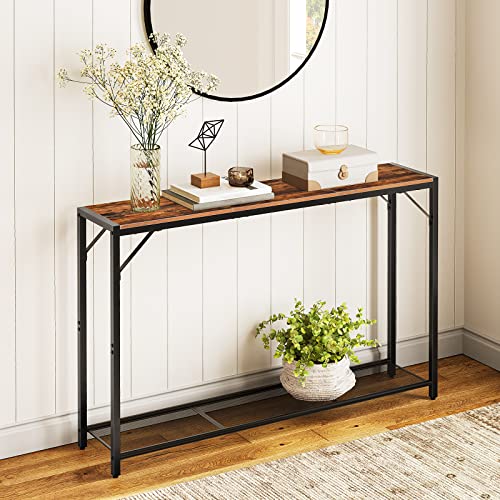 Mahancris Console Table, 43.7" Industrial Entryway Table, Narrow Sofa Table With Shelves, Couch Table For Entryway, Hallway, Living Room, Foyer, Office, Rustic Brown And Black Cthr1101 #TOP1