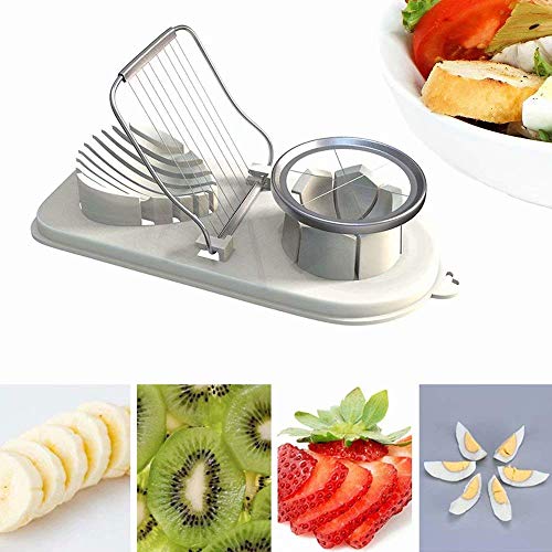 Coollooda Cortadoras de huevo Cortadora de huevo hervido Cortadoras de huevo Blanco Cortadora de fresa Alambres de corte de acero inoxidable 2 en 1