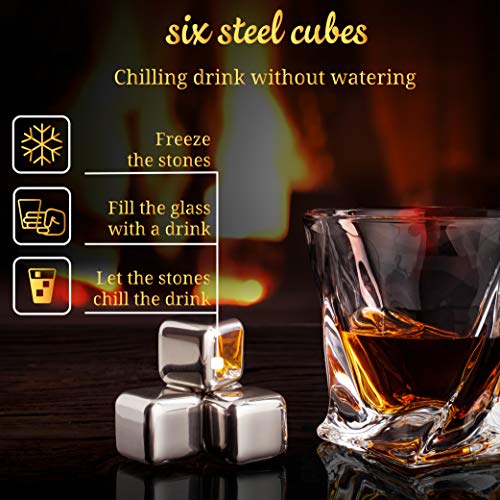 image for W WHISKOFF Whiskey Glass Set of 2 - Scotch 6 Stainless Steel Chilling 