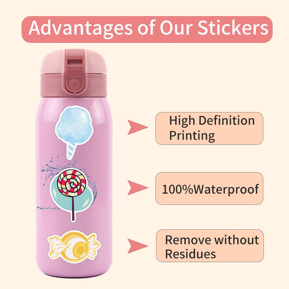 100 Pcs Candy Stickers for Kids Teens Adults Boys Girls Gift,Candy Stickers Pack for Laptop,Skateboard,Luggage,Car,Bike - Image 4