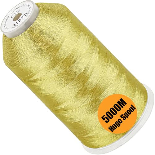 Image of New brothread - Single Huge Spool 5000M Each Polyester Embroidery Machine Thread 40WT for Commercial and Domestic Machines - Mustard(Janome Color)