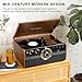 Victrola The Empire Mid-Century 6-in-1 Turntable & Multimedia Center with Built-in Speakers – 3 Speed, Bluetooth Connectivity, Radio, Cassette & CD Player, RCA Out, Headphone Jack (Walnut)