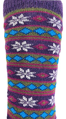 Alpaca Arte Alpaca Wool Designer Socks are Cozy, Warm & Colorful - Starry Stripe Purple L2