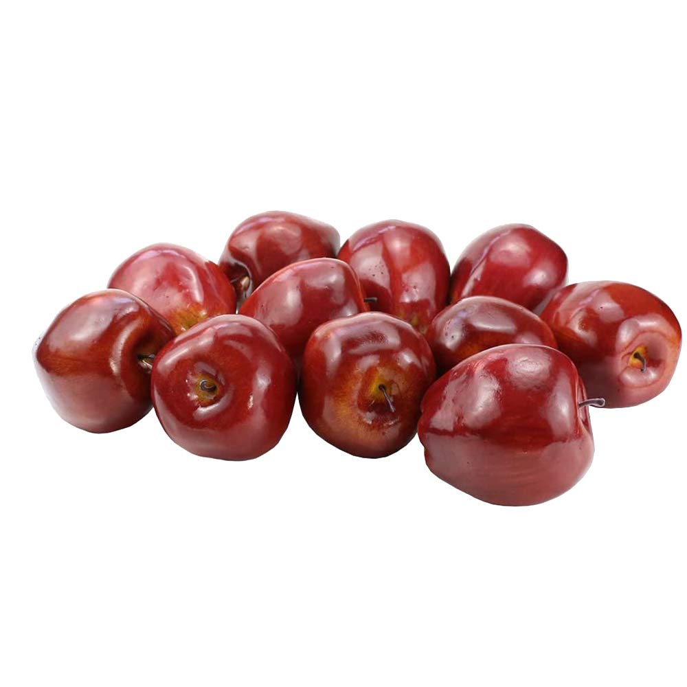 Jkjhbhged 12 Pcs Fake Fruit Apples Artificial Apples Lifelike Simulation Red Apples Home House Decor for Still Life Kitchen Decor