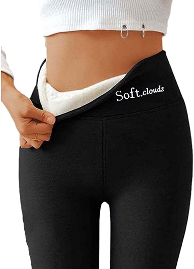 Legginsy Z Podszewką Damskie Zimowe, Legginsy Termiczne Dla Kobiet Z Wysokim Stanem Ciepłe Podszyte Polarem Spodnie Do Joggingu Spodnie Dresowe Nastoletnie Dziewczęta Długie Sportowe Bawełniane