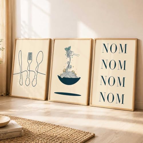Image of HOTHOUSE Kitchen Wall Art poster With Frame For Living Room Bed Room Hotel Wall Decor Digital Reprint engineered wood Set of 3 (10X13 inch)