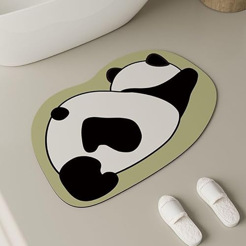 Matro Da Bagno 50x80 Cm Panda Verde Super Assorbente E Anti-stampo Non Slip, Pietra Diatomite A Secco Rapido, Tappetino Per Doccia All'esterno, Accessorio Per Il Bagno,60x90 Cm