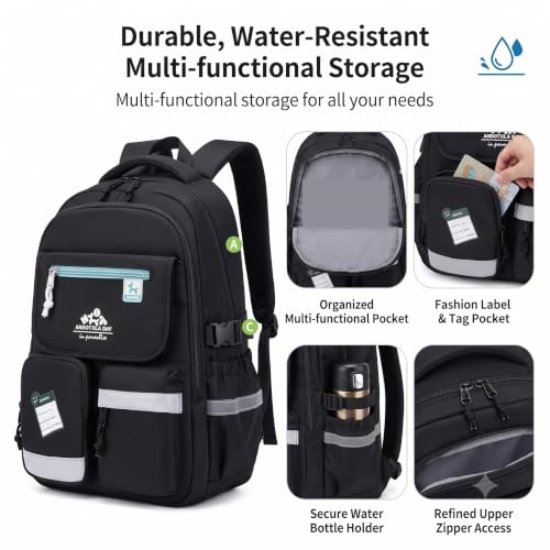 Image of Backpack Bags for Girls, Boys & Women With Multi-pockets, Laptop Bag with Large Capacity Bookbags Waterproof for School, Tuition, College, Camping, Travel
