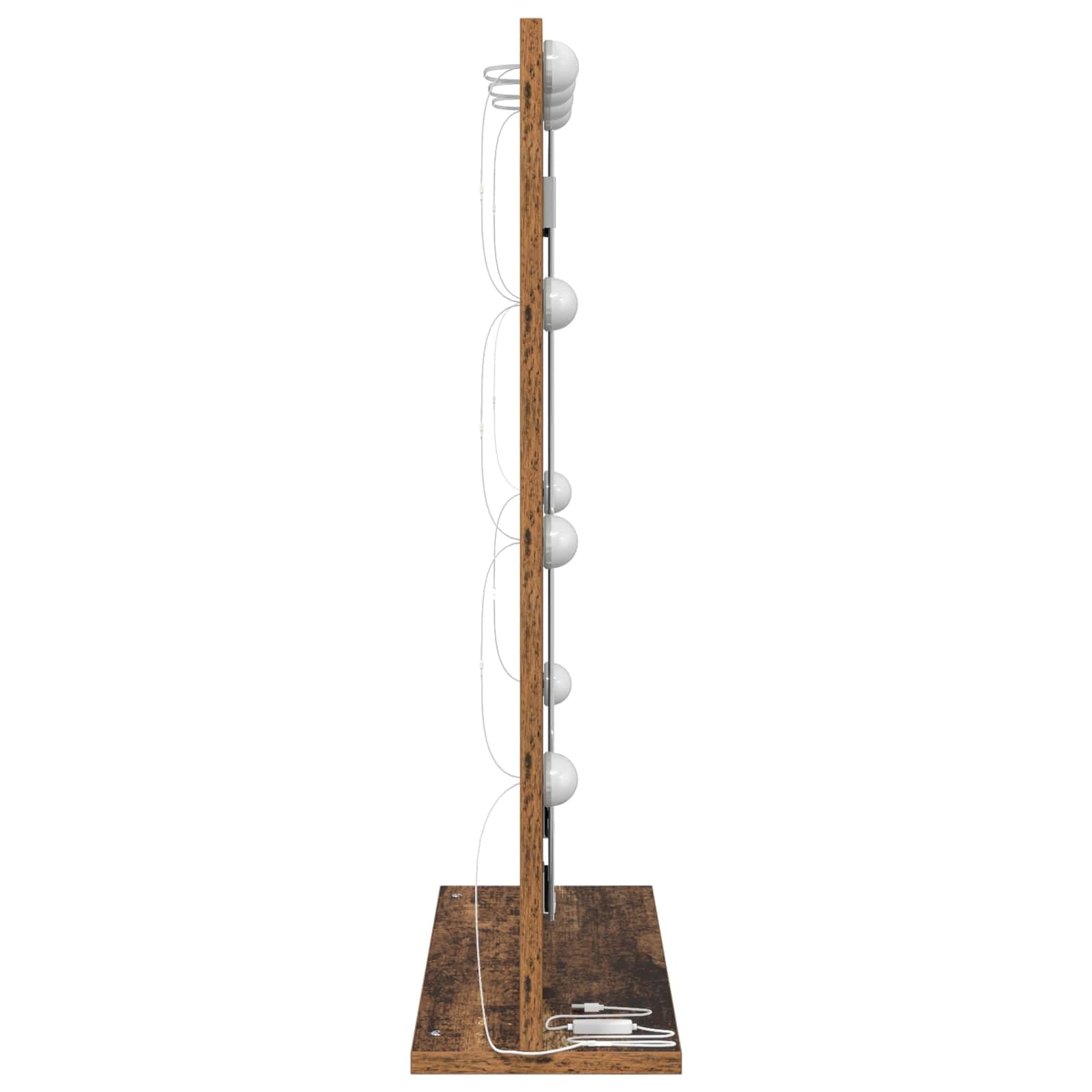 Specchio per lavabo angolare in legno anticato, 70 x 50 x 18 cm, illuminazione a LED, luce bianca calda, cornice in legno, alimentazione USB, per camera da letto, bagno, decorazione, cosmetici