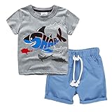 BIBNice Toddler Boy Clothes Kids Summer Cotton Short Sets Little Boys Outfits Shark Size 3T