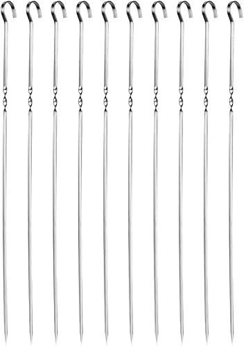 Miniatura 6 de Fydun 10Pcs Stainl Steel Barbe Flat Skewer Grilling Tool for Party Outdoor Activities 10Pcs Stainl Steel Barbe for Family