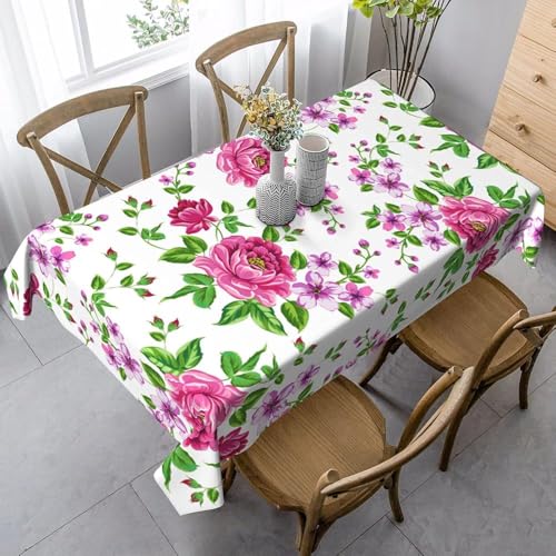 Nappe rectangulaire couverture de table réutilisable décoration de cuisine fleurs de roses