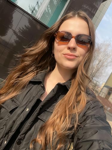 VIA LEECA Retro Rectangular Sunglasses for Women Small Vintage Fashion Cute Narrow 90s Trendy Sunnies 20254