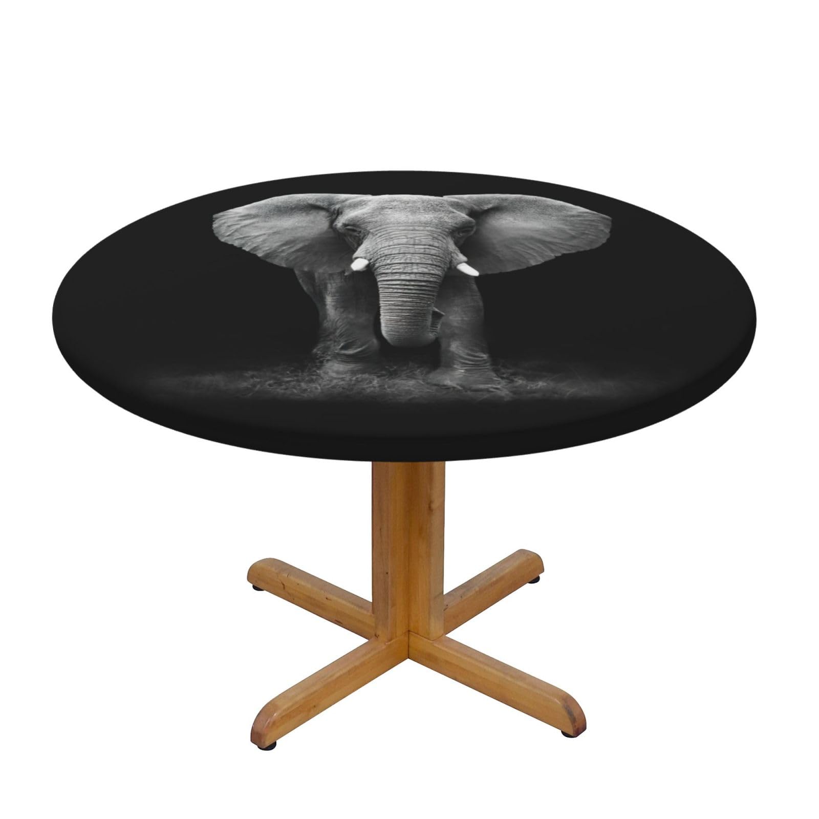 Elephant Pattern Print Wipe Clean Oval Tablecloth Stain-Resistant Dining Table Accessories Table Protector For Home
