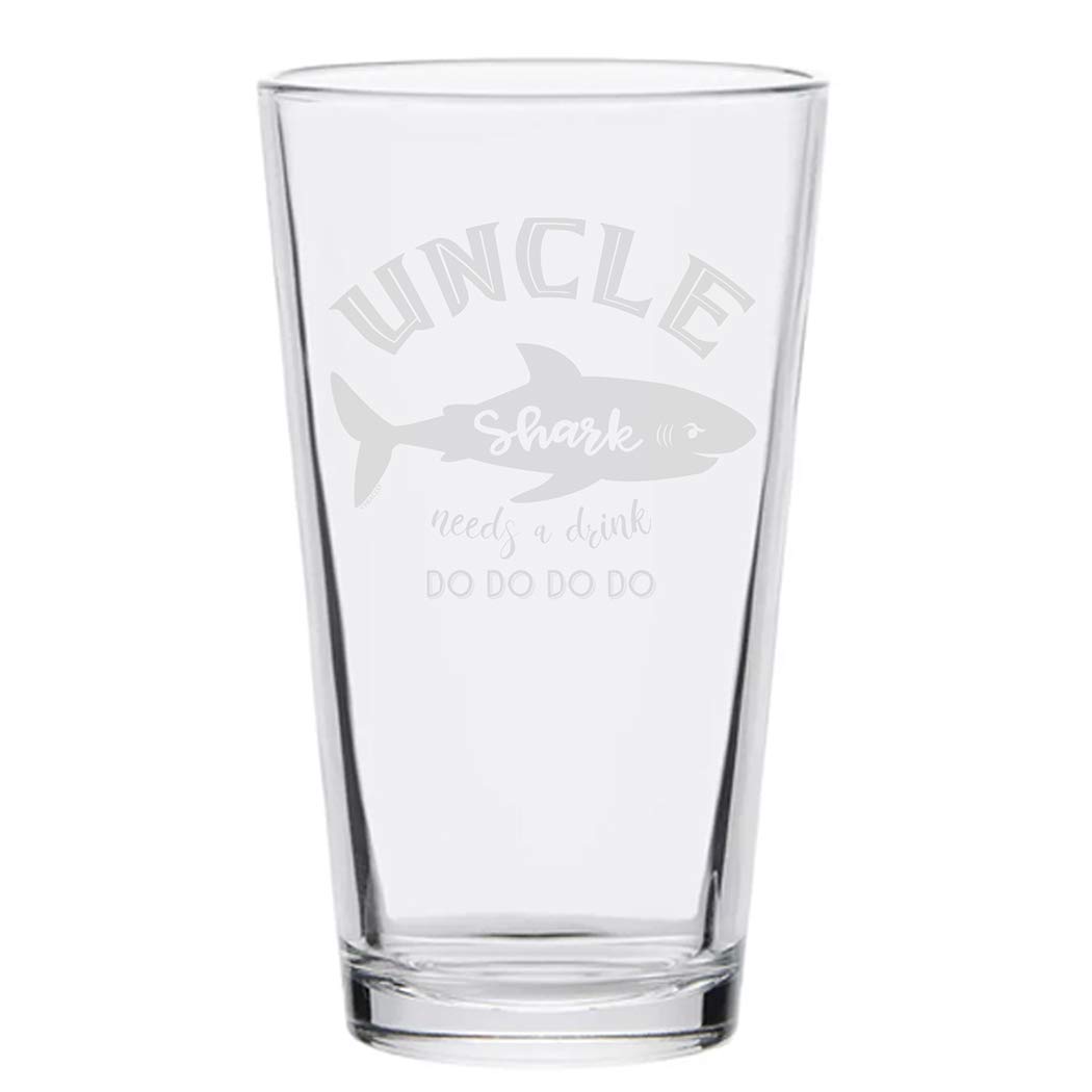 Veracco Uncle Shark Needs a Drink Beer Pint Funny Shark Father's Day For New Dad Daddy Uncle (Clear, Glass)